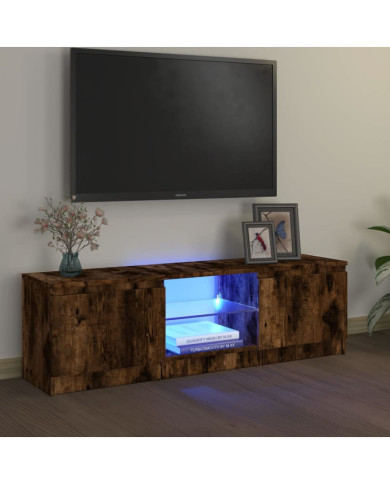 Meuble TV avec lumières LED chêne fumé 120x30x35,5 cm | Mobilier & Déco