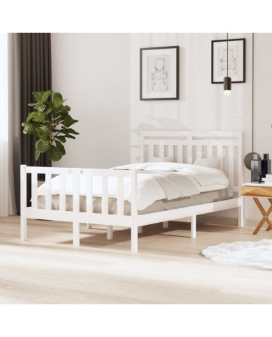 Cadre de lit sans matelas blanc bois massif | Mobilier & Déco