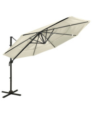 Parasol de jardin à 4 niveaux avec mât en aluminium sable | Mobilier & Déco