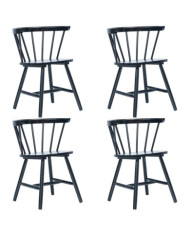 Chaises à manger lot de 4 noir bois d'hévéa massif | Mobilier & Déco
