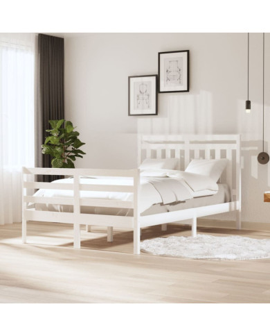 Cadre de lit sans matelas blanc bois massif 120x200 cm | Mobilier & Déco