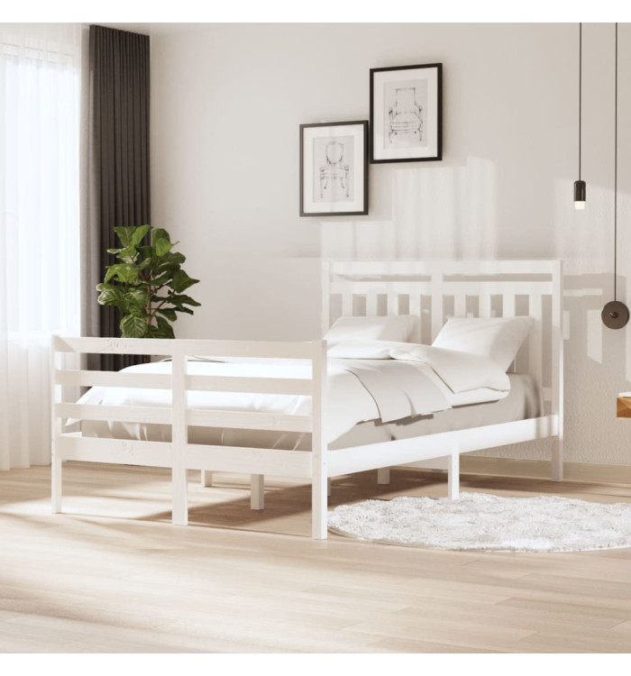 Cadre de lit sans matelas blanc bois massif 120x200 cm | Mobilier & Déco
