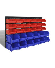 Jeu de paniers muraux de stockage Plastique 30pcs Bleu et rouge | Mobilier & Déco