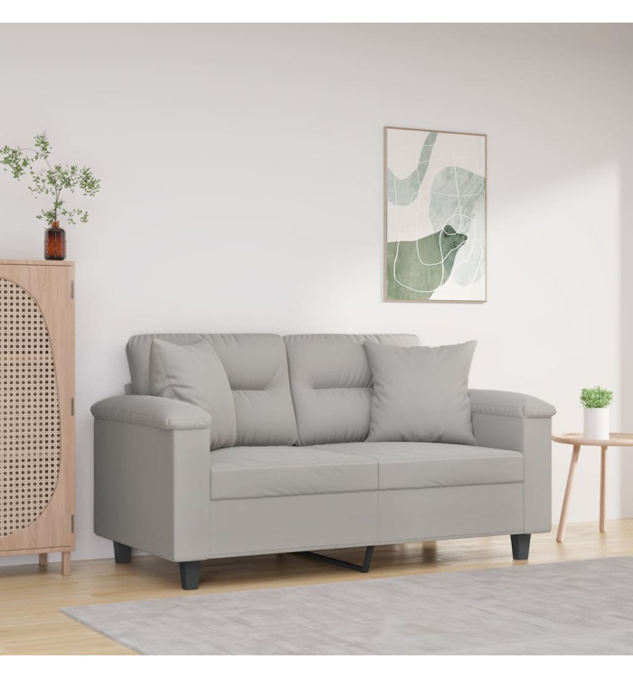 Coussins décoratifs lot de 2 Gris clair Tissu microfibre | Mobilier & Déco