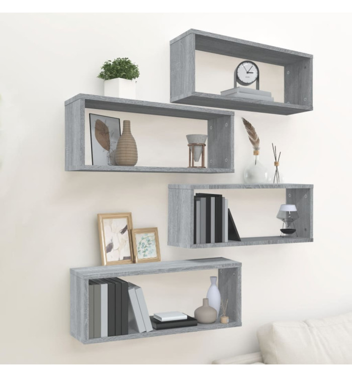 Étagères murales cube 4 pcs Sonoma gris 60x15x23 cm Bois | Mobilier & Déco