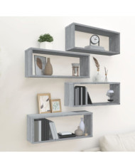 Étagères murales cube 4 pcs Sonoma gris 60x15x23 cm Bois | Mobilier & Déco