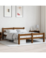 Cadre de lit sans matelas marron miel pin massif 140x200 cm | Mobilier & Déco