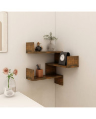 Étagère d'angle murale Chêne fumé 40x40x50 cm Bois d'ingénierie | Mobilier & Déco