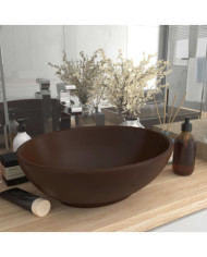 Lavabo ovale de luxe Marron foncé mat 40x33 cm Céramique | Mobilier & Déco