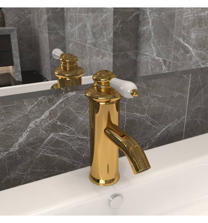 Robinet de lavabo de salle de bain Doré 130x180 mm | Mobilier & Déco
