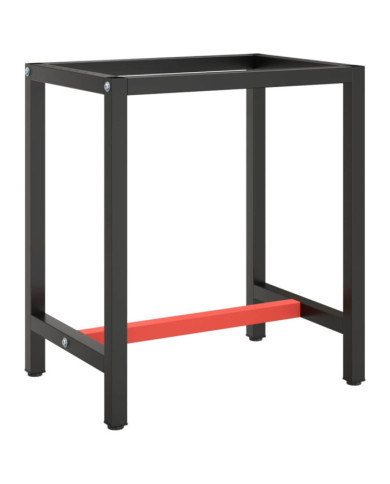 Cadre de banc de travail Noir et rouge mat 70x50x79 cm Métal | Mobilier & Déco