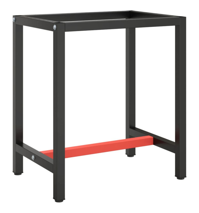 Cadre de banc de travail Noir et rouge mat 70x50x79 cm Métal | Mobilier & Déco