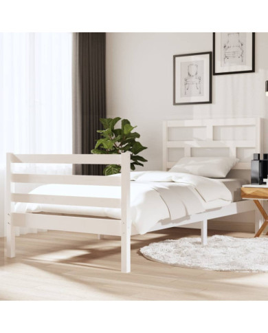 Cadre de lit sans matelas blanc 90x190 cm bois massif | Mobilier & Déco