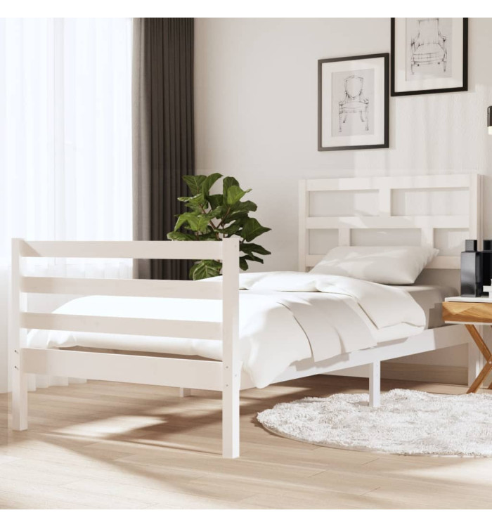 Cadre de lit sans matelas blanc 90x190 cm bois massif | Mobilier & Déco