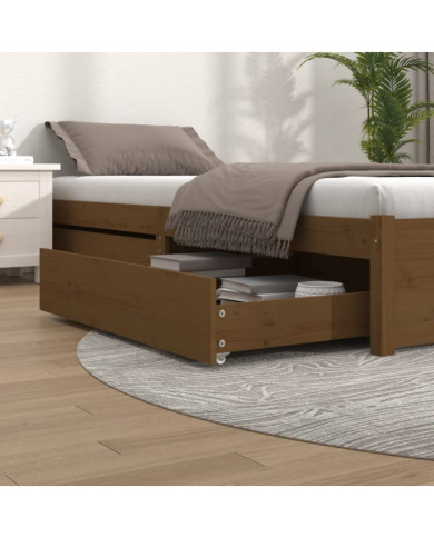 Tiroirs de lit 2 pcs Marron miel Bois de pin massif | Mobilier & Déco