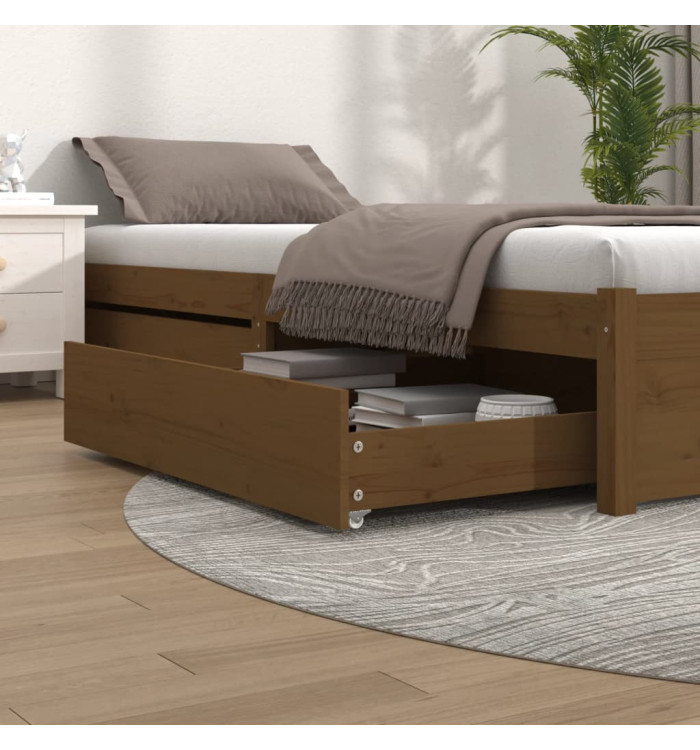Tiroirs de lit 2 pcs Marron miel Bois de pin massif | Mobilier & Déco