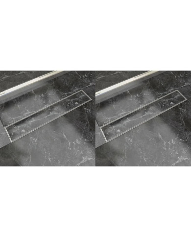 Drain de douche linéaire 2 pcs 630 x 140 mm Acier inoxydable | Mobilier & Déco