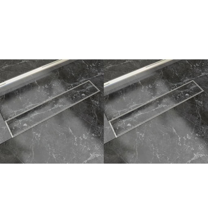Drain de douche linéaire 2 pcs 630 x 140 mm Acier inoxydable | Mobilier & Déco