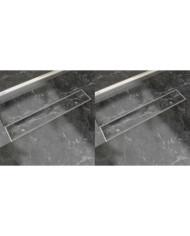 Drain de douche linéaire 2 pcs 630 x 140 mm Acier inoxydable | Mobilier & Déco