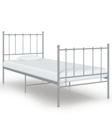 Cadre de lit sans matelas gris métal 90x200 cm | Mobilier & Déco