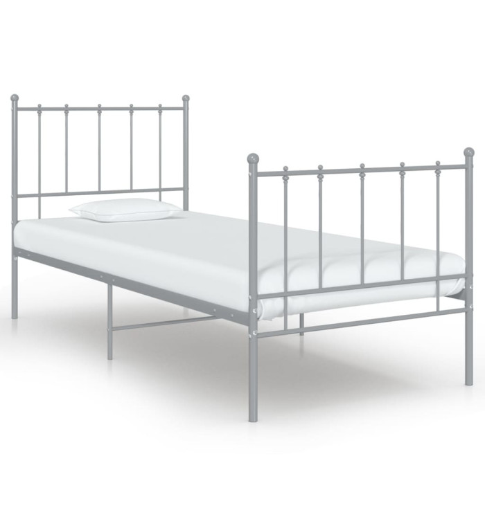 Cadre de lit sans matelas gris métal 90x200 cm | Mobilier & Déco