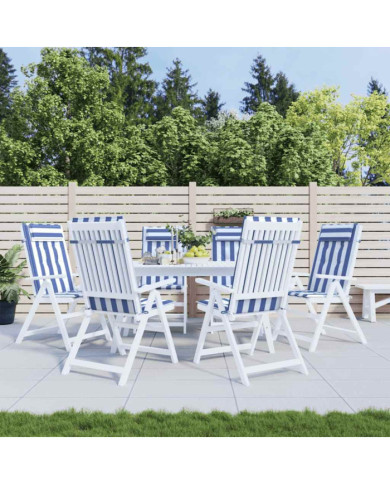 Coussins de chaise à dossier haut lot de 6 rayures bleu/blanc | Mobilier & Déco