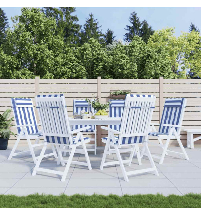 Coussins de chaise à dossier haut lot de 6 rayures bleu/blanc | Mobilier & Déco