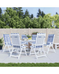 Coussins de chaise à dossier haut lot de 6 rayures bleu/blanc | Mobilier & Déco