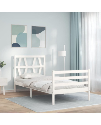 Cadre de lit sans matelas blanc bois massif | Mobilier & Déco