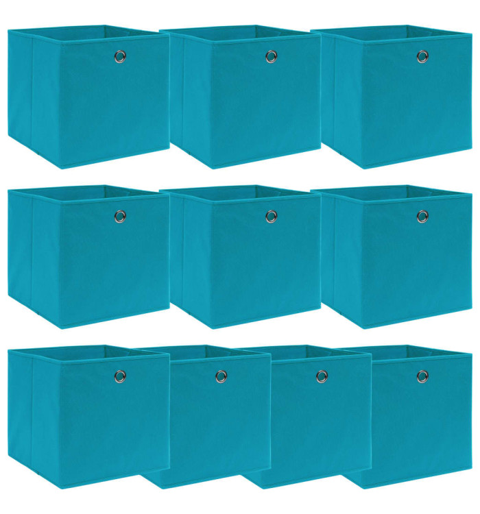 Boîtes de rangement 10 pcs Bleu azuré 32x32x32 cm Tissu | Mobilier & Déco