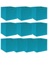 Boîtes de rangement 10 pcs Bleu azuré 32x32x32 cm Tissu | Mobilier & Déco