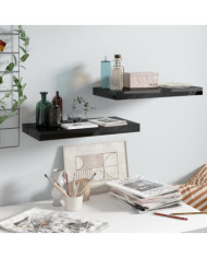 Étagère murale flottante 2 pcs Noir brillant 50x23x3,8 cm MDF | Mobilier & Déco