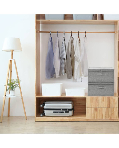Boîtes de rangement 2 pcs Tissu 50x30x25 cm Gris | Mobilier & Déco