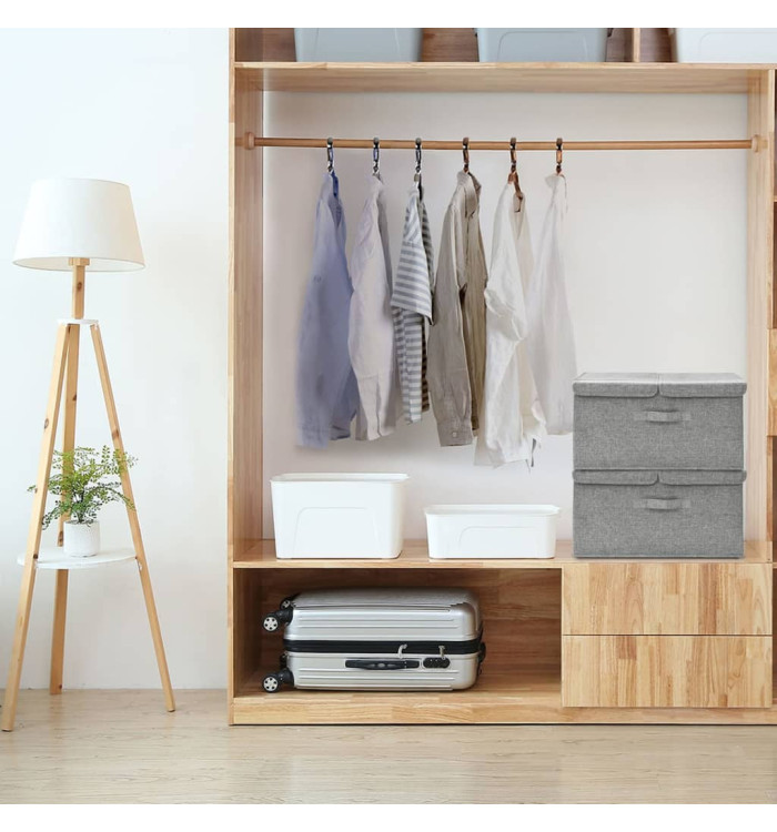 Boîtes de rangement 2 pcs Tissu 50x30x25 cm Gris | Mobilier & Déco
