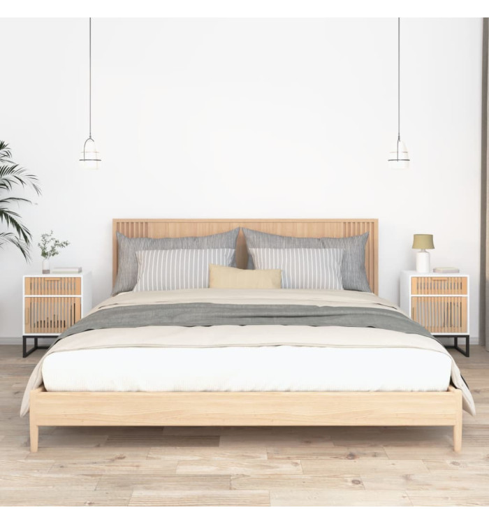 Tables de chevet 2pcs blanc 40x30x55,5cm bois ingénierie et fer | Mobilier & Déco