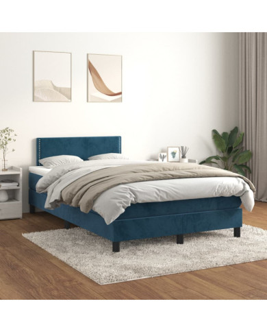 Sommier à lattes de lit et matelas Bleu foncé 120x200cm Velours | Mobilier & Déco