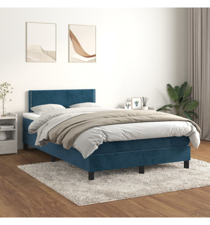 Sommier à lattes de lit et matelas Bleu foncé 120x200cm Velours | Mobilier & Déco