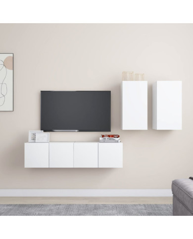 Ensemble de meubles TV 4 pcs Blanc Bois d'ingénierie | Mobilier & Déco