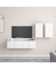 Ensemble de meubles TV 4 pcs Blanc Bois d'ingénierie | Mobilier & Déco