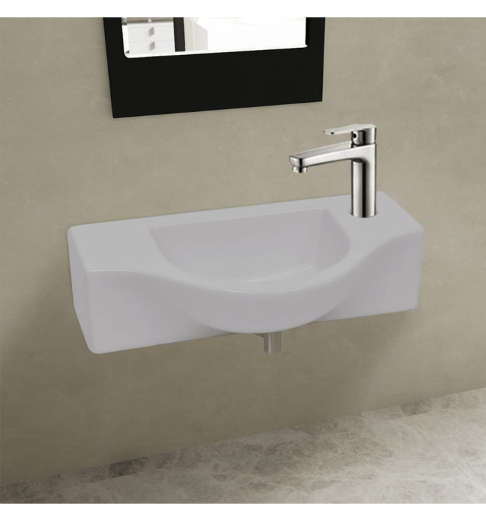 Vasque à trou pour robinet céramique Blanc pour salle de bain | Mobilier & Déco