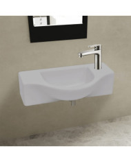 Vasque à trou pour robinet céramique Blanc pour salle de bain | Mobilier & Déco