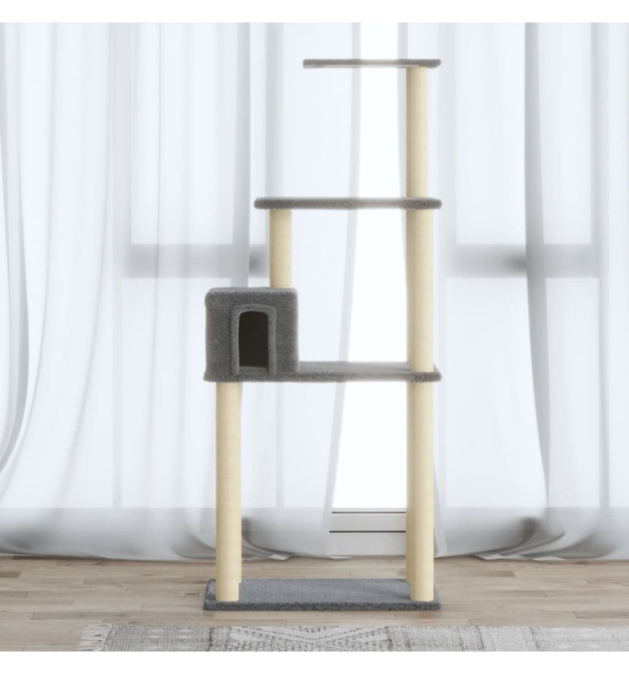 Arbre à chat avec griffoirs en sisal Gris clair 147 cm | Mobilier & Déco