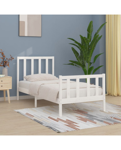 Cadre de lit sans matelas blanc 100x200 cm bois massif | Mobilier & Déco