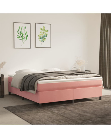 Cadre de lit sans matelas rose 160x200 cm velours | Mobilier & Déco