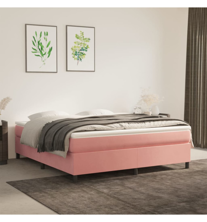 Cadre de lit sans matelas rose 160x200 cm velours | Mobilier & Déco