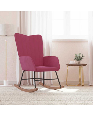 Chaise à bascule Rouge bordeaux Velours | Mobilier & Déco