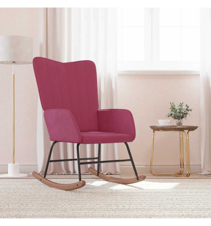 Chaise à bascule Rouge bordeaux Velours | Mobilier & Déco