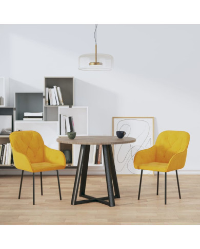 Chaises à manger lot de 2 Jaune Velours | Mobilier & Déco