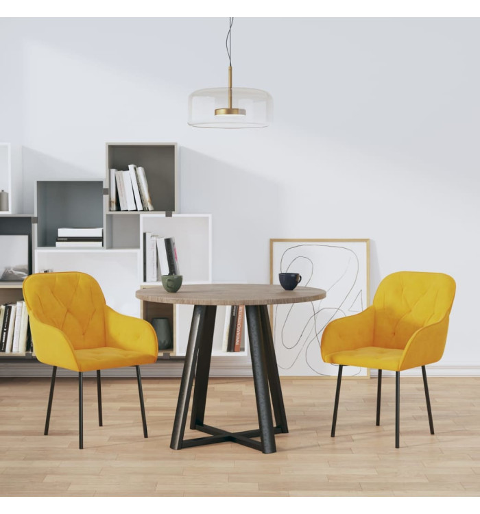 Chaises à manger lot de 2 Jaune Velours | Mobilier & Déco