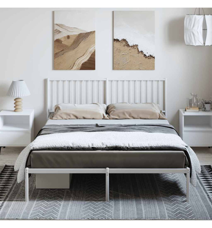 Cadre de lit métal sans matelas et tête de lit blanc 150x200 cm | Mobilier & Déco